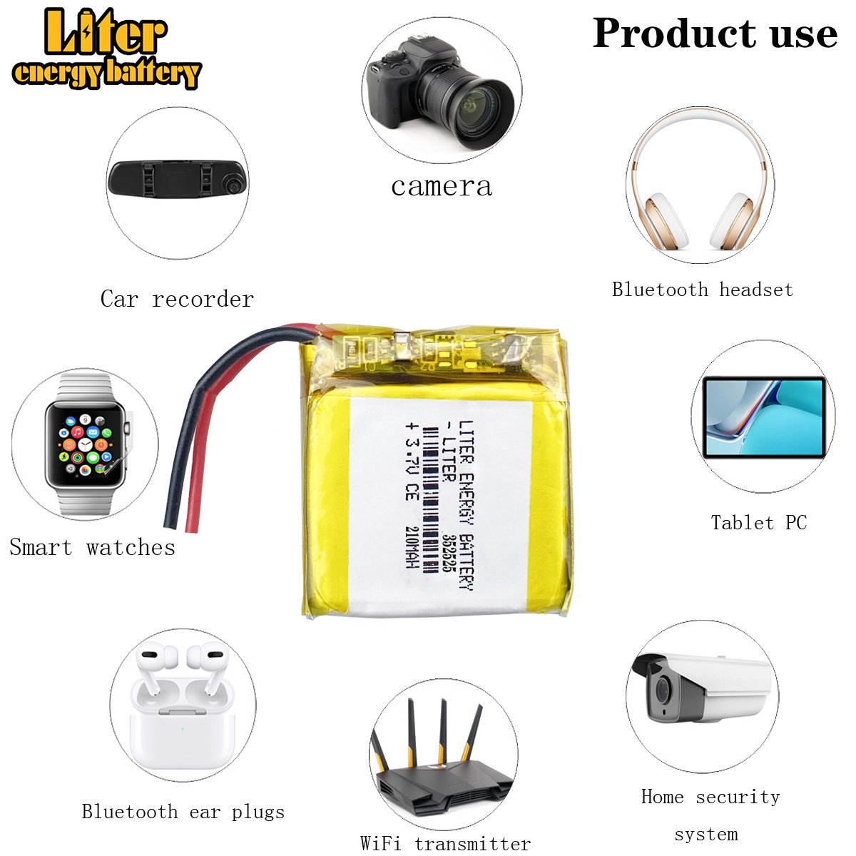 Li ion 3.7v 210mAh 352525 rechargeable li-polymer battery pack with PCB for digital products