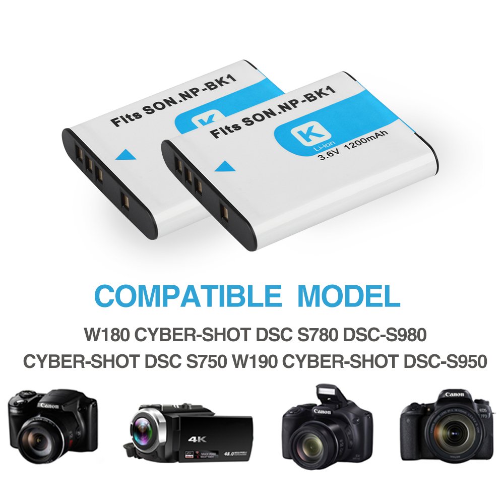 NP-BK1 NP BK1 NPBK1 Batteries For SONY S750 S780 S950 S980 W190 W370 W180 DSC-S950 1200mAh Camera Battery