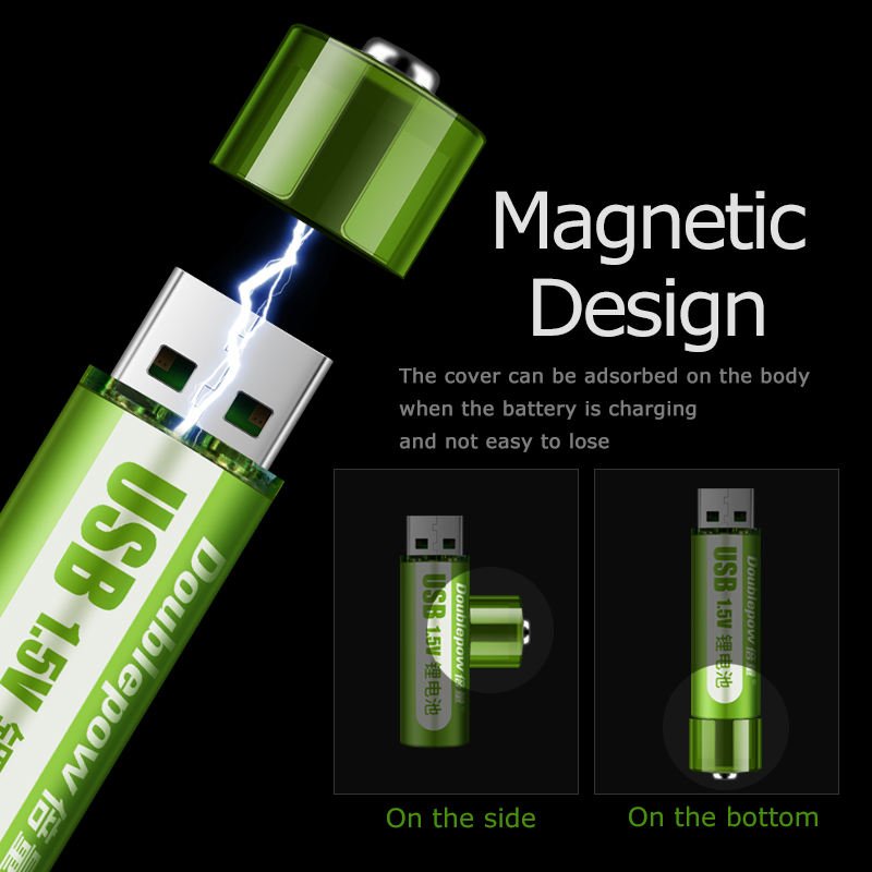 Battery 1.5V 1800mWh magnetic USB charging AA size Rechargeable lithium Battery lithium ion batteries