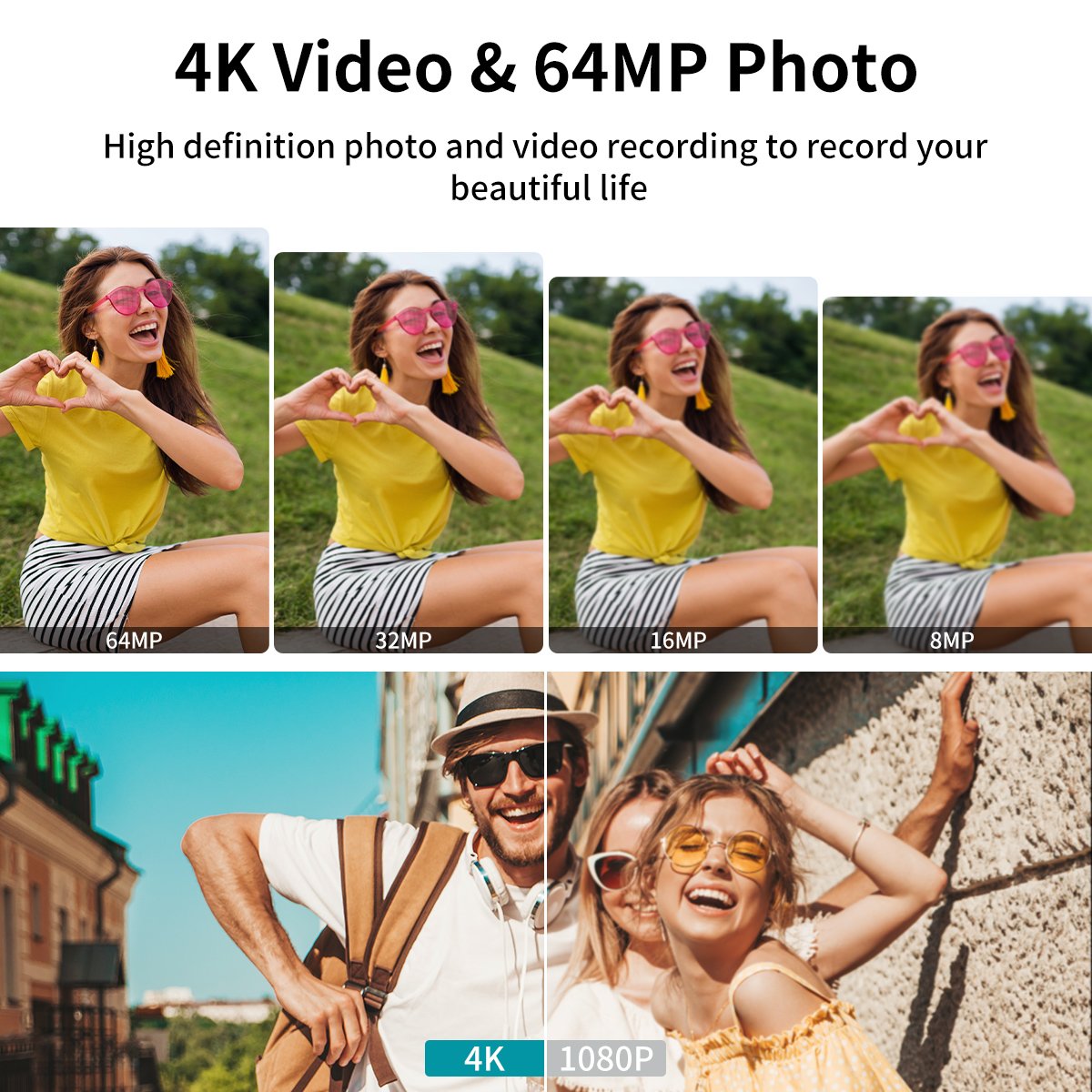 Newest 4K 64MP HD 10X Optical Zoom Digital Camera 3.0 Inch IPS Screen DSLR Camera with Wifi&EIS&Flash Function Vlogging Camera