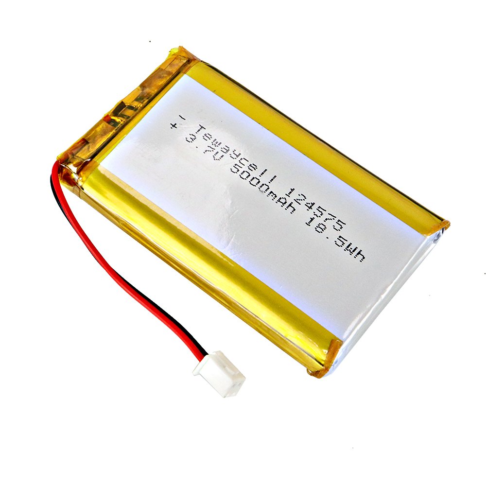 customized Rechargeable 3.7v 5000mAh lithium polymer 124575 battery