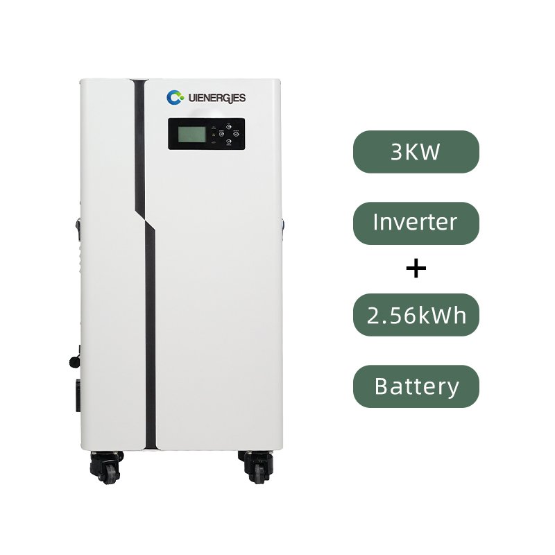 UIENERGIES Low MOQ All in One Inverter Batteries Solar 2.56KWH 3KW Lithium Ion Battery Solar Energy System For Home