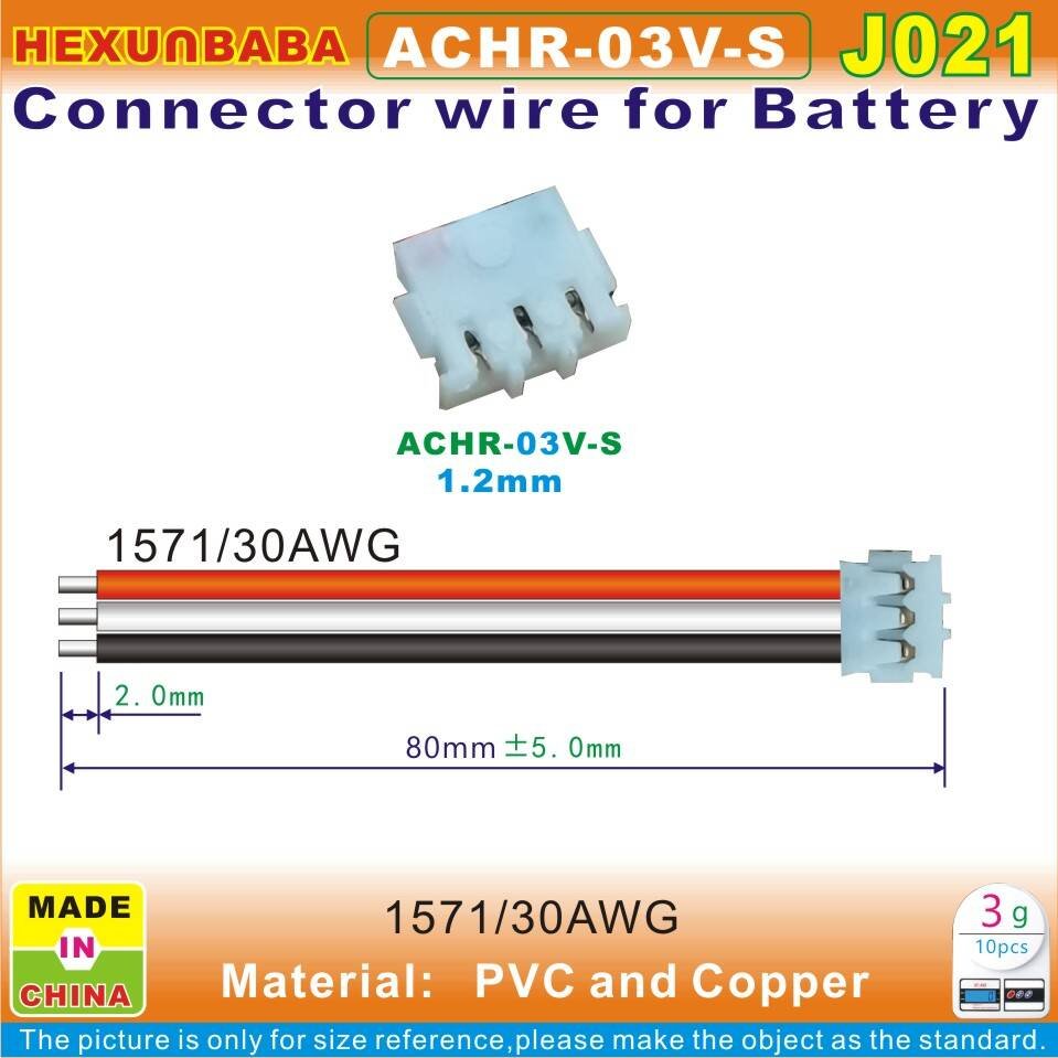 500pcs ACHR-03V-S 3P 1.2mm Connector Terminal Jack Wire for Digital Battery J021