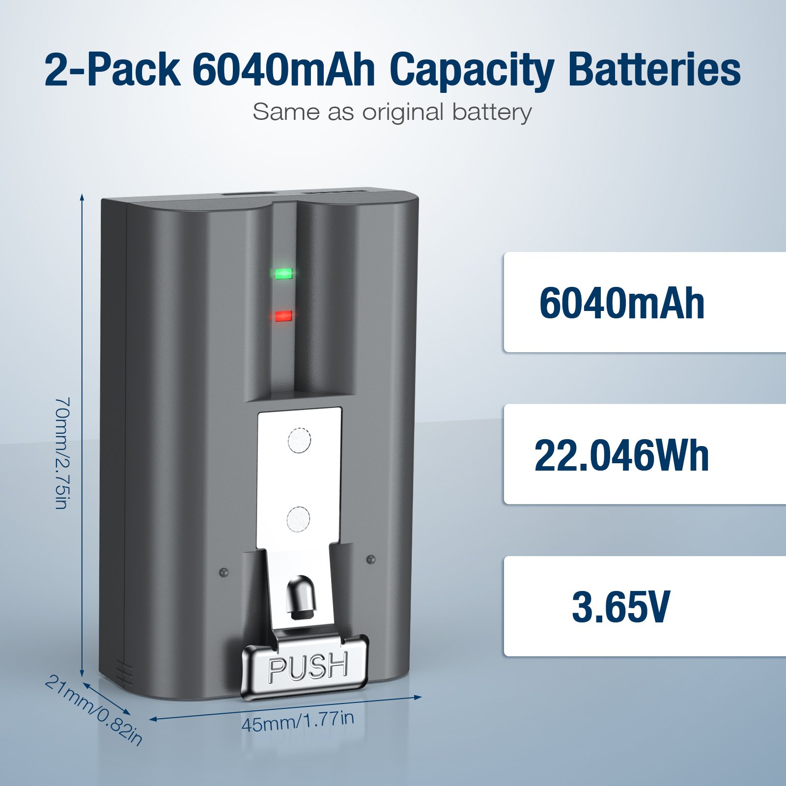 Powerextra 3.65v 6040mAh Digital Rechargeable Lithium ion Battery Packs For Ring Doorbell Camera 2/3/4