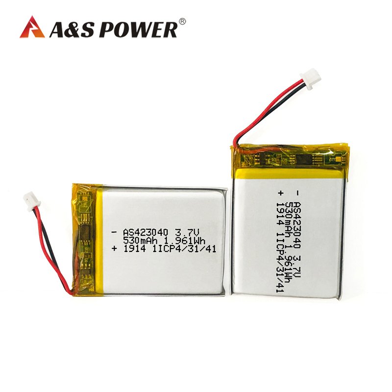 Manufacture 423040 3.7v 530mah rechargeable 500mAh lithium polymer battery li-ion batteries with UL2054 Certified