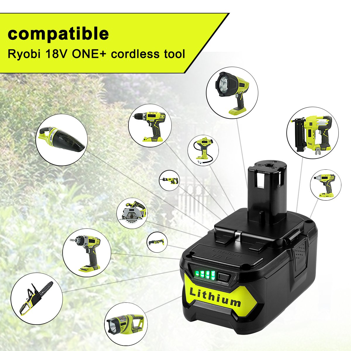 C49 Li-ion 5000mAh Power Tools Batteries for P105 P106 P107 P108 Replacement Ryobi 18V Lithium Battery