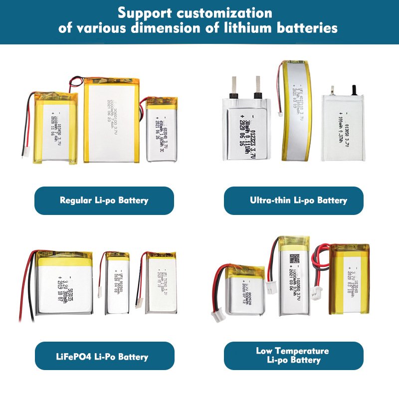 Customized 3.7v 4.2v 60mah 500mah 850mah 1000mah 4000mah 303450 453450 503450 603450 Lithium Li-polymer Lipo Battery 3.7v