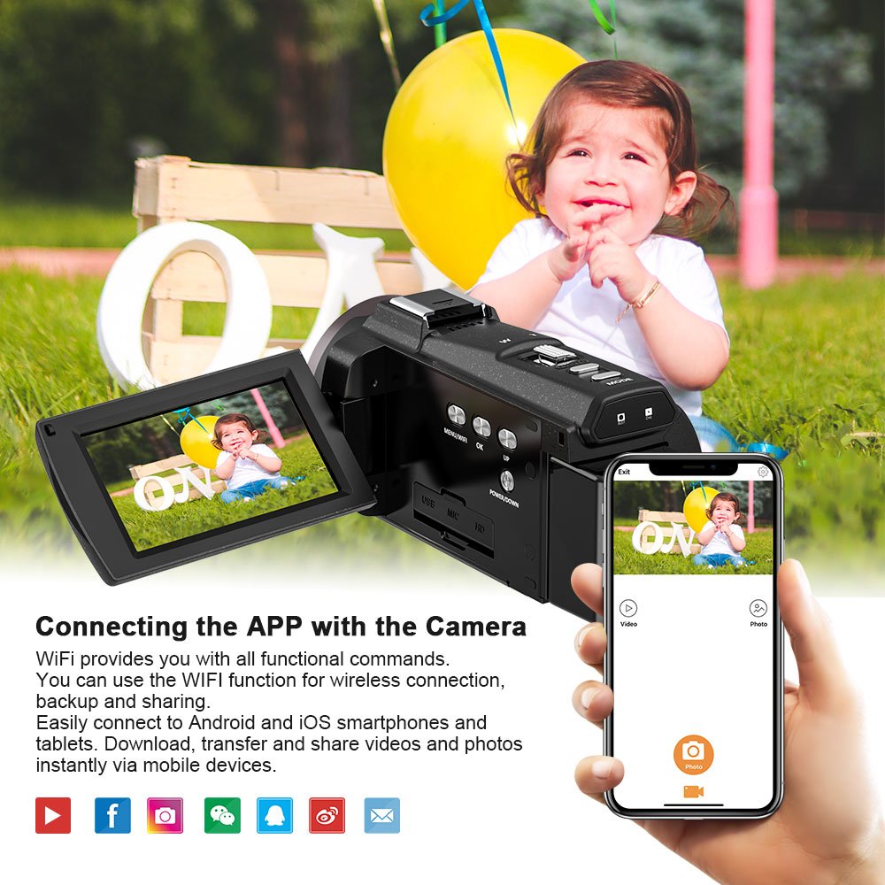 Professional Video Camera 4K Ultra HD Digital WiFi Camera 48.0MP 3.0 inch Touch Screen Night Vision 16X Digital ZOOM