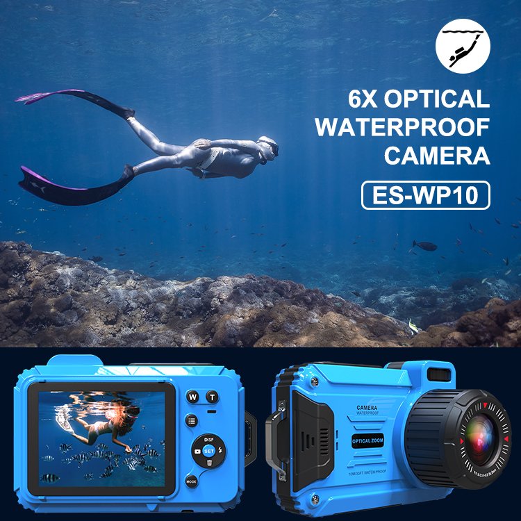 Waterproof Camera 48MP Underwater HD 2.7K Video Recorder 32.8 FT Optical Zoom Digital Swimming Camera for Snorkeling Diving