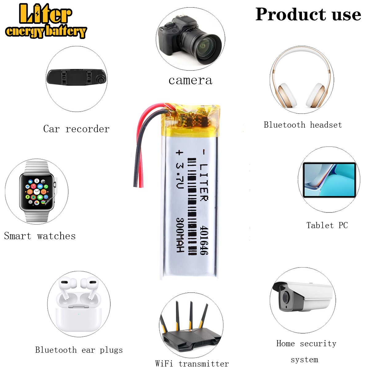 401646 300mah 3.7V Polymer Lithium Battery Li-ion Rechargeable Battery Liter Energy Battery Soft Package Seiko or Customized