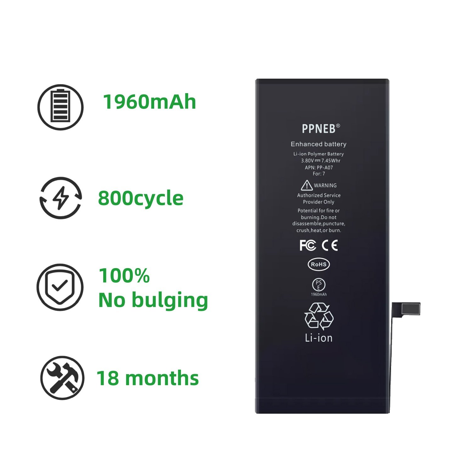 PPNEB Accept OEM 100% New 0 Cycle Digital Batteries for iPhone 7 7G 7P 7Plus Phone Battery