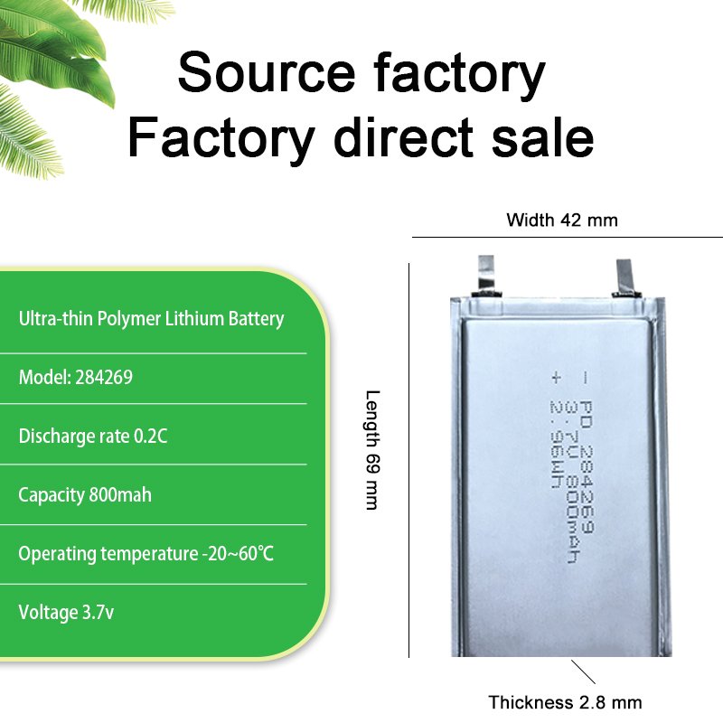 Factory direct Hot Selling Ultra-thin Polymer Lithium Battery 3.7v 800mah rechargeable lipo battery polymer lithium battery