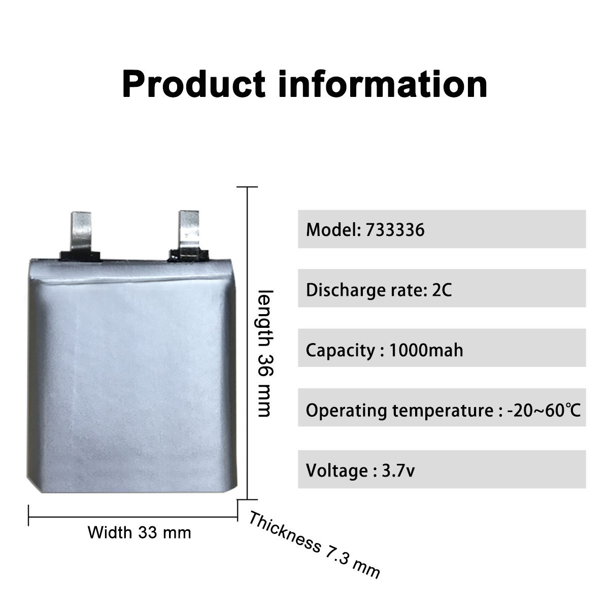 Factory selling primary batteries 3.7V Li-Po Battery rechargeable 1000mAh 733336 Lithium Polymer Battery For Tablet Computer