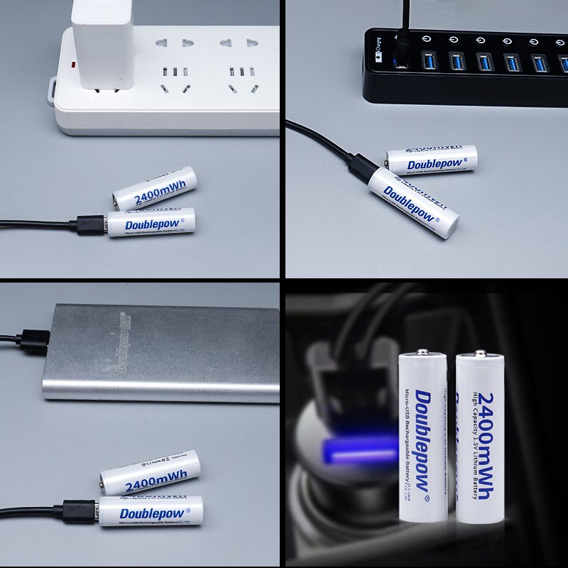 Manufacturer Type C Charging 1.5v AA size USB C AA 2400mWh lithium rechargeable batteries for carbon R6 UM3 alkaline lr6 am3 dry
