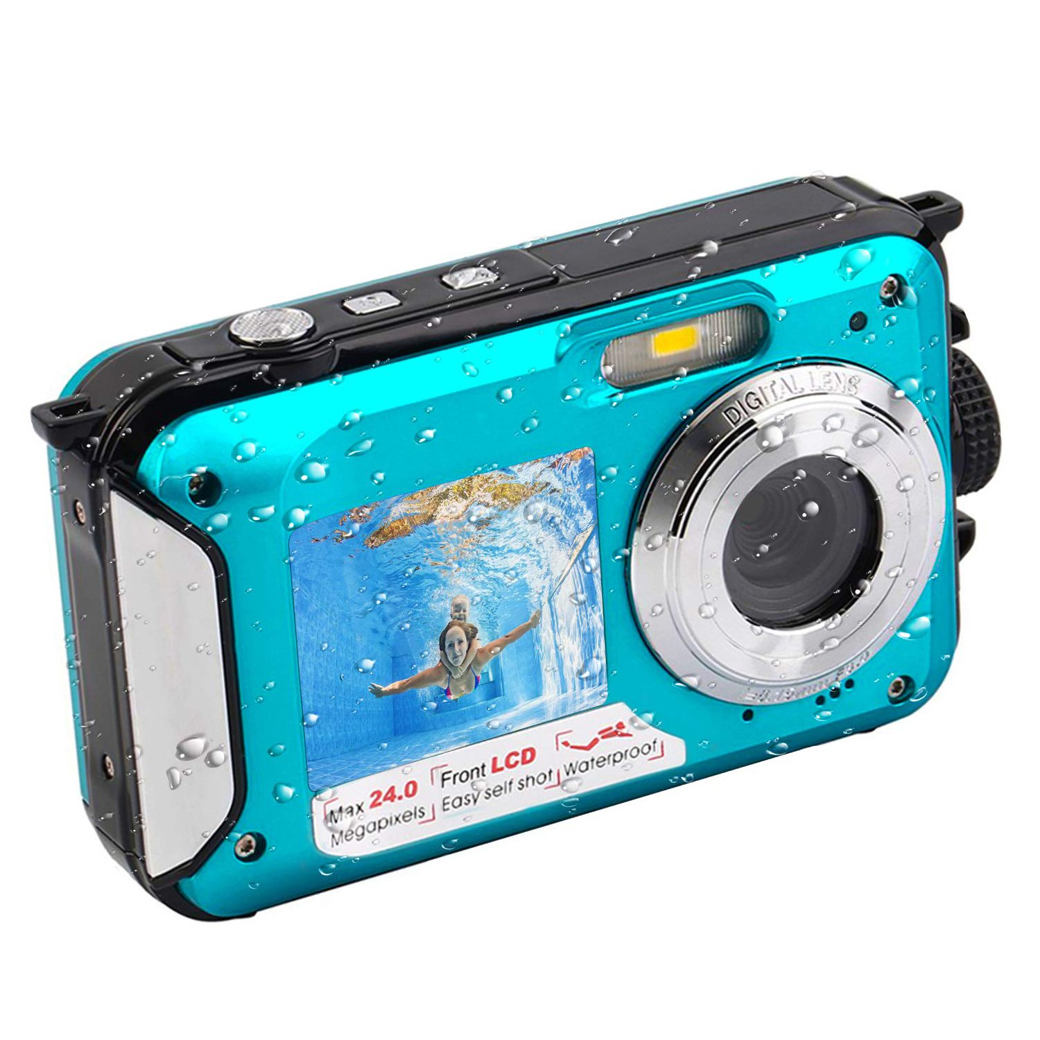 Underwater Cameras FHD 2.7K, Digital Selfie Dual Screen Camera 48MP Waterproof Camcorder