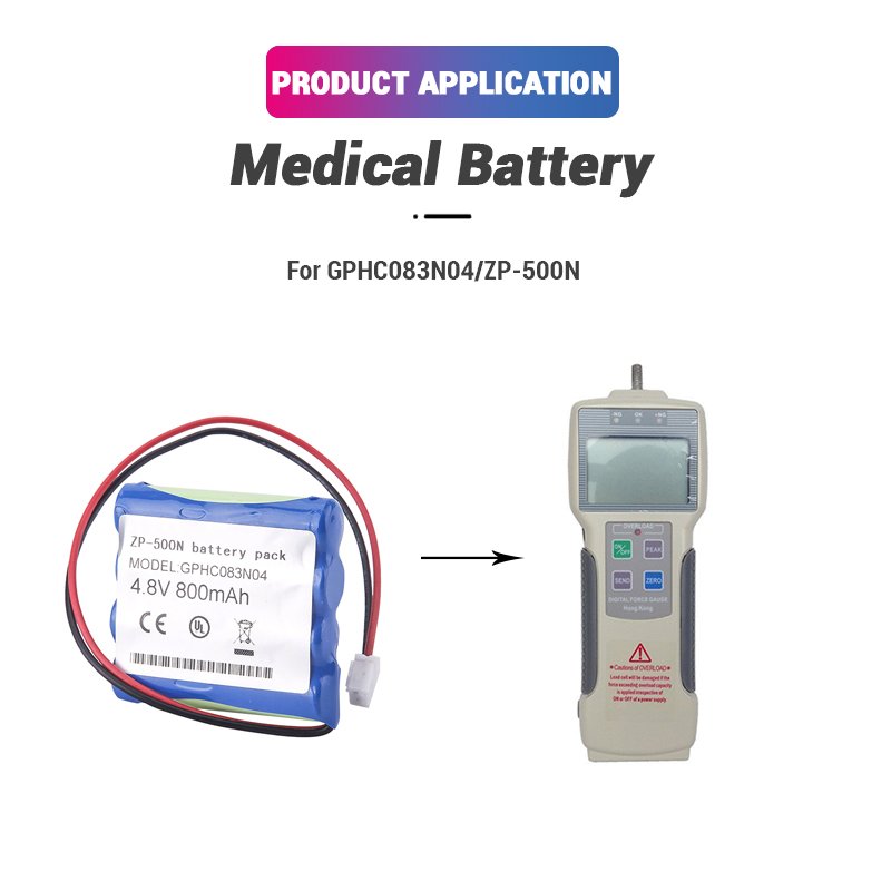 4.8V 800mAh Ni-MH Replacement GPHC083N04 ZP-500N Medical ni-mh Battery for Digital Display Tension Meter