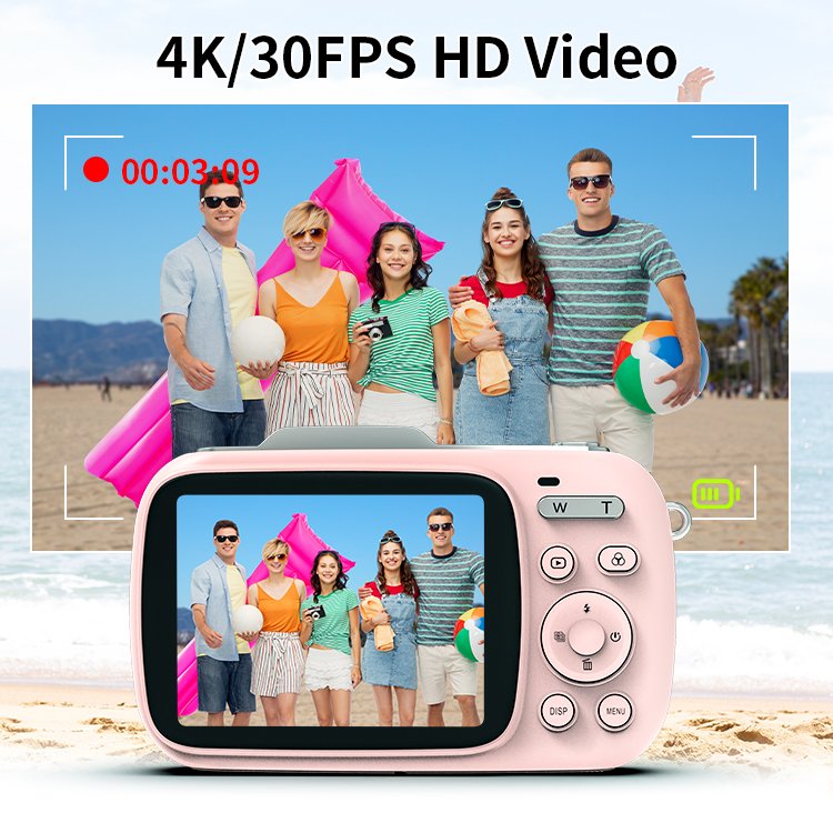 Student digital camera 2.8inch screen 4K video 64MP photo kids camera 18X zoom beauty face recognition digital HD camera