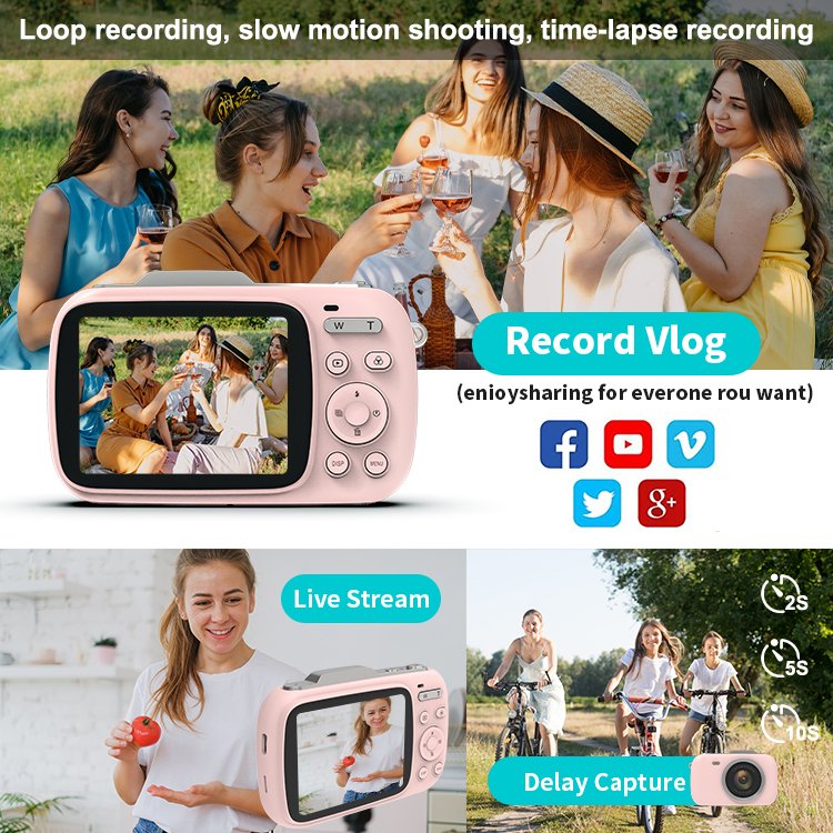Student digital camera 2.8inch screen 4K video 64MP photo kids camera 18X zoom beauty face recognition digital HD camera