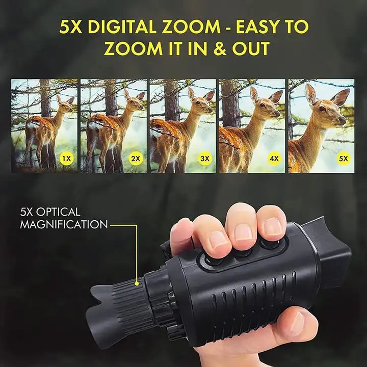 5X Zoom Monocular Telescope Infrared Night Vision OutdoorTelescope with Day Night Dual Use IP54 Waterproof Complete Dark Can See