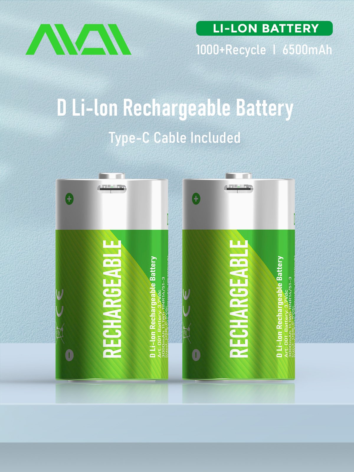 High Quality Lithium Ion D Size Rechargeable Batteries Usb 1.5v D Cell Battery Li-ion Rechargeable Batteries Size D 1.5v