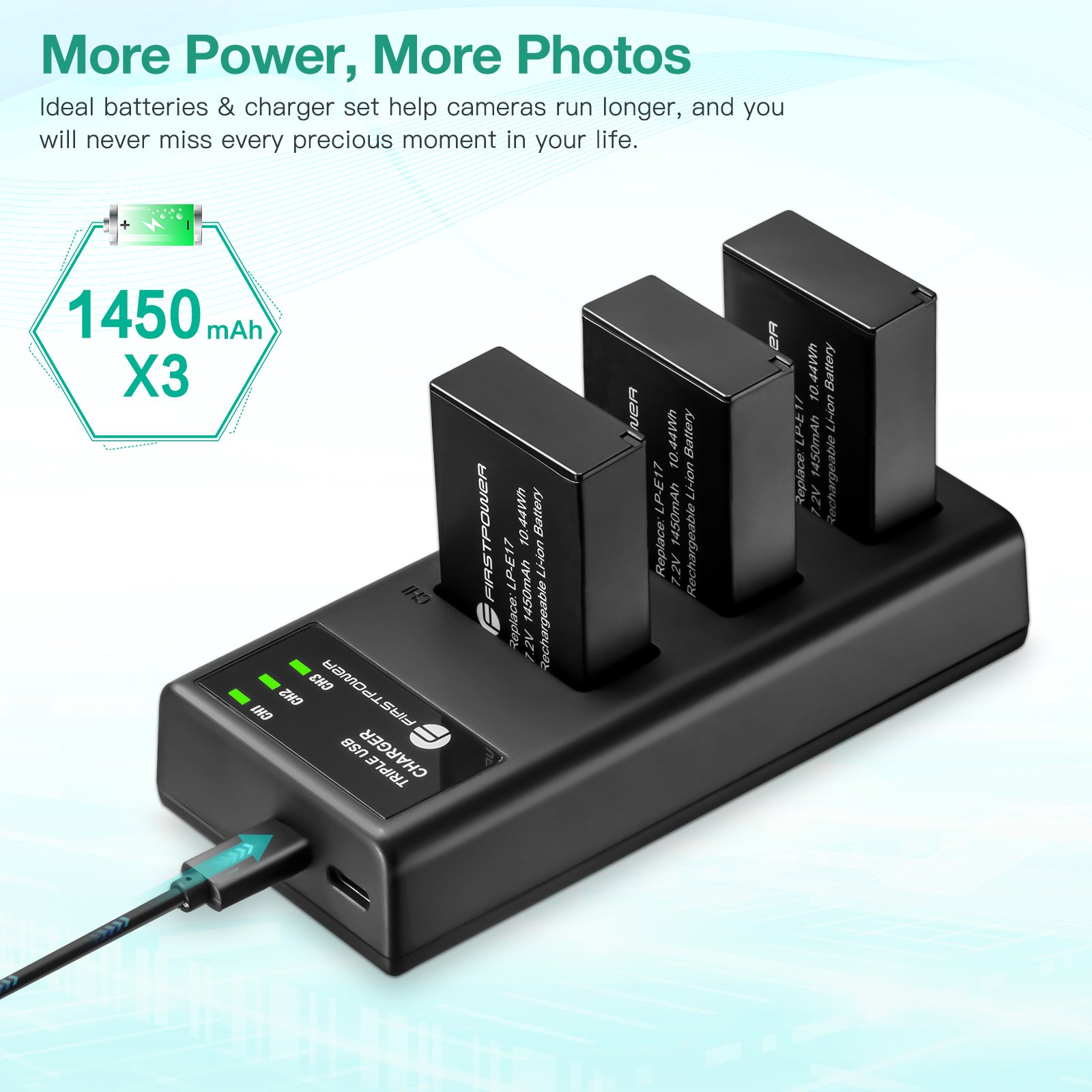 Cheap High Quality Portable Micro USB Type-c Triple Fast Rechargeable Camera Battery Charger With 3 Camera Batteries