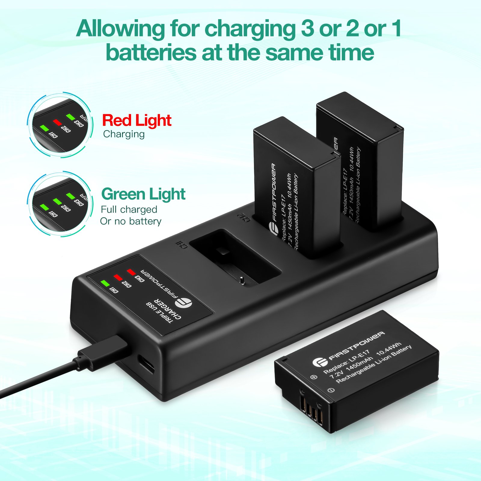 Cheap High Quality Portable Micro USB Type-c Triple Fast Rechargeable Camera Battery Charger With 3 Camera Batteries