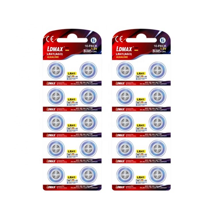 LDMAX Factory Eco-friendly L736 GP92A 192 392 AG3 1.5v LR41 Alkaline Battery Button Cell for LED light