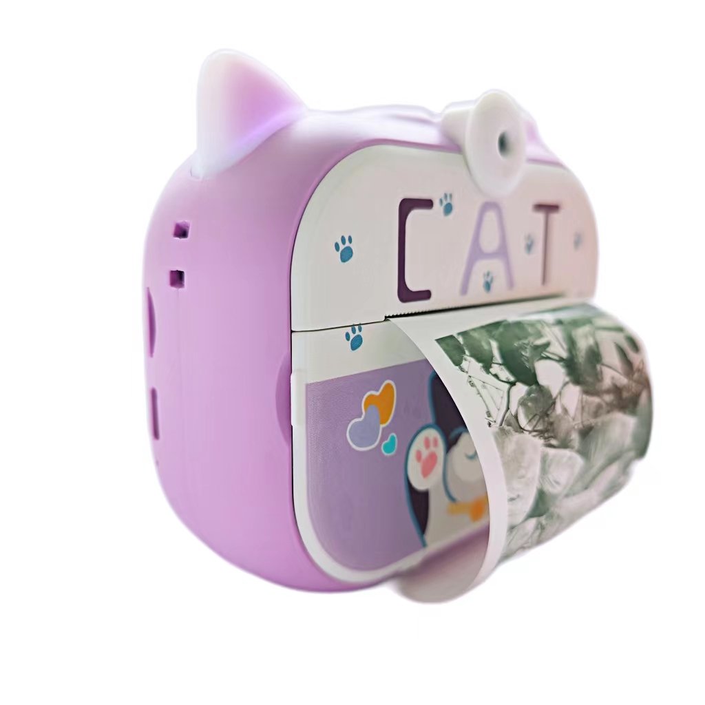 Cat Children's Instant Printing Camera 180 degree Front Back Flip Camera 2.4-inch HD Children's Digital Camera