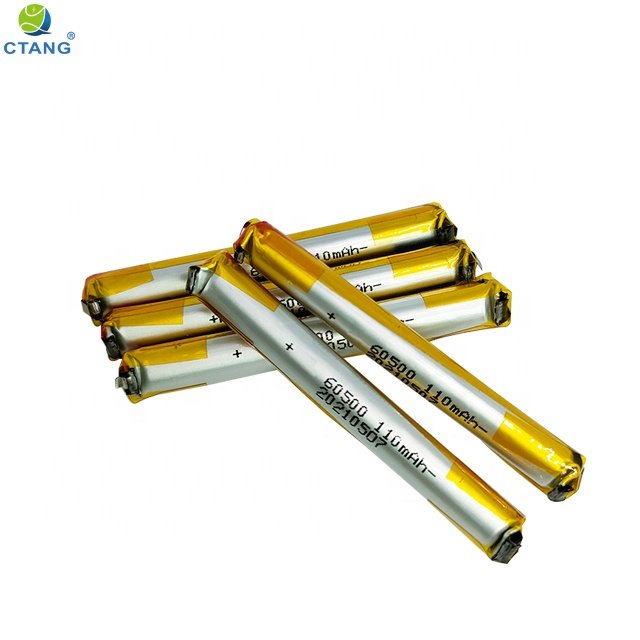 Rechargeable high quality 3.7v 60500 110mah cylindrical lithium battery suitable for digital product/electronic tools lipo cell