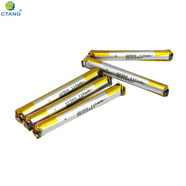 Rechargeable high quality 3.7v 60500 110mah cylindrical lithium battery suitable for digital product/electronic tools lipo cell