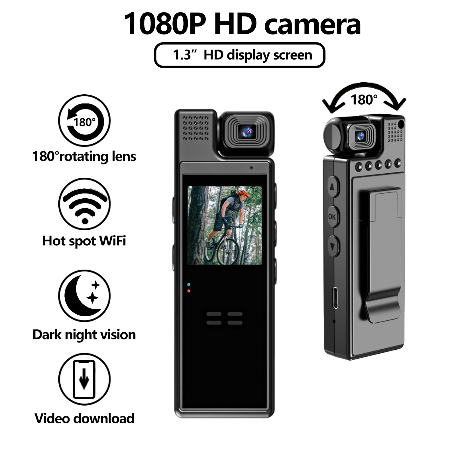 Mini Body Camera Video Recorder Digital Display Voice Recorder Night Vision with Long Battery WiFi Small Body Camera