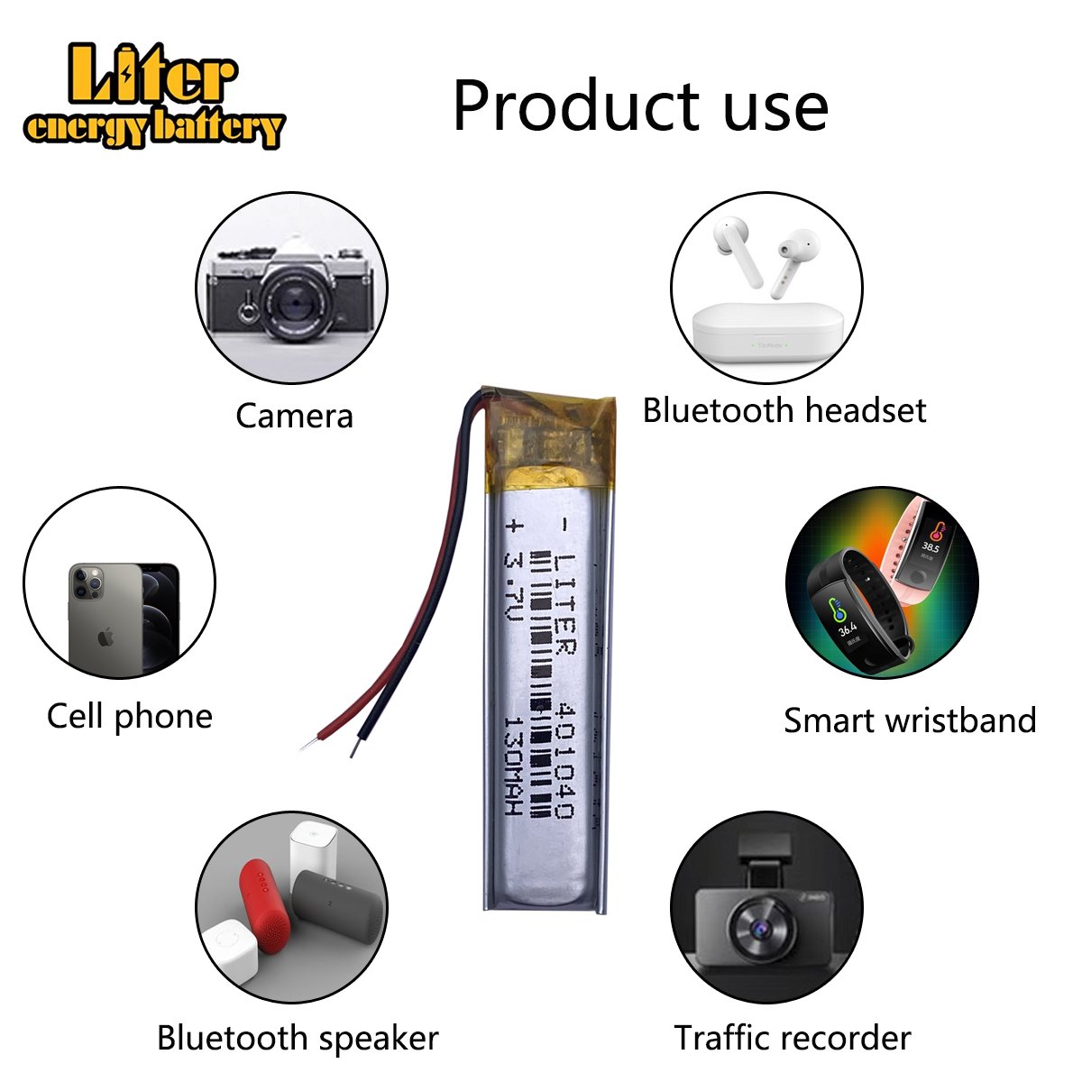 3.7v lithium Li ion polymer rechargeable battery 401040 130mAh recording pen wireless ear phone point reading pen