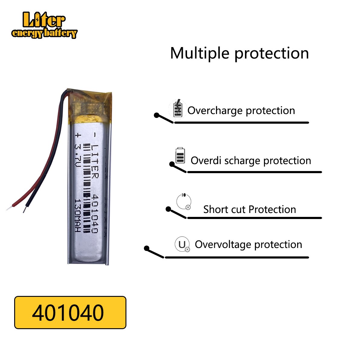 3.7v lithium Li ion polymer rechargeable battery 401040 130mAh recording pen wireless ear phone point reading pen