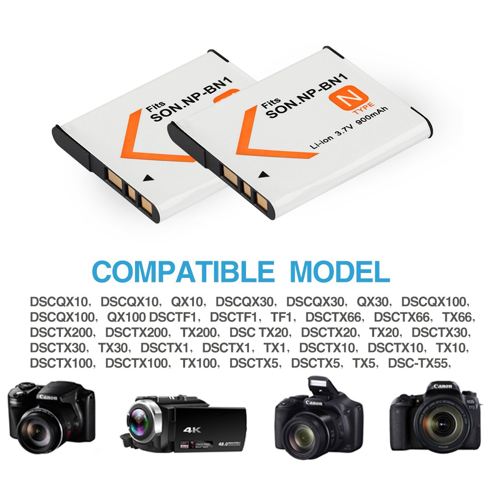 NP-BN1 NP BN1 900mah Battery for SONY DSC WX5 TX9 T99 TX7 TX5 W390 W380 W350 W320 W360 QX100 900mah NPBN1 Camera Batteries