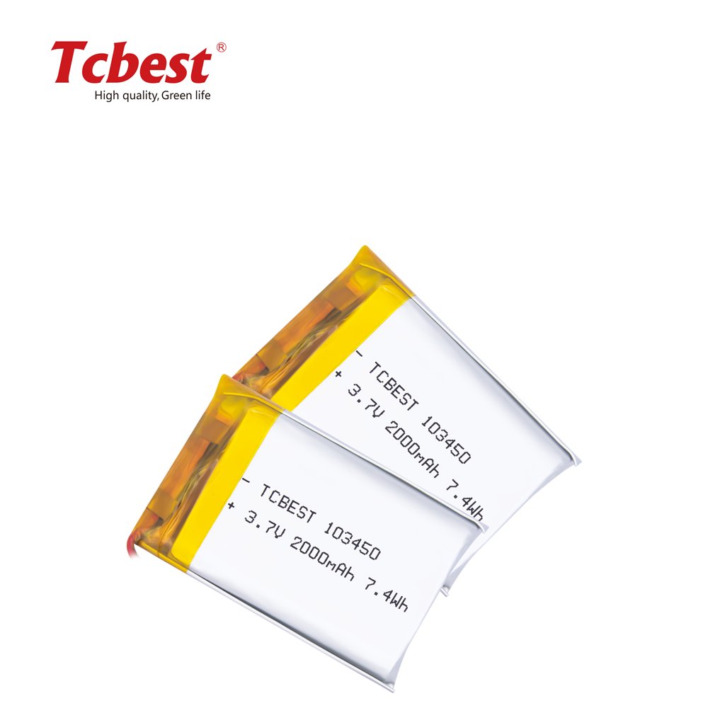 Oem Factory Lipo 2000mAh 103450 Li polymer Polymer Lithium Battery for Digital Bluetooth Devices
