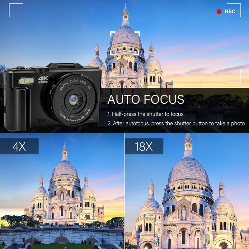 Point and Shoot 48MP Vlogging Camera for Beginners Perfect 4K Camera with 180° Flip Screen Perfect Holiday Gift for Kids