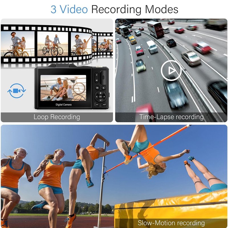 Point and Shoot 48MP Vlogging Camera for Beginners Perfect 4K Camera with 180° Flip Screen Perfect Holiday Gift for Kids
