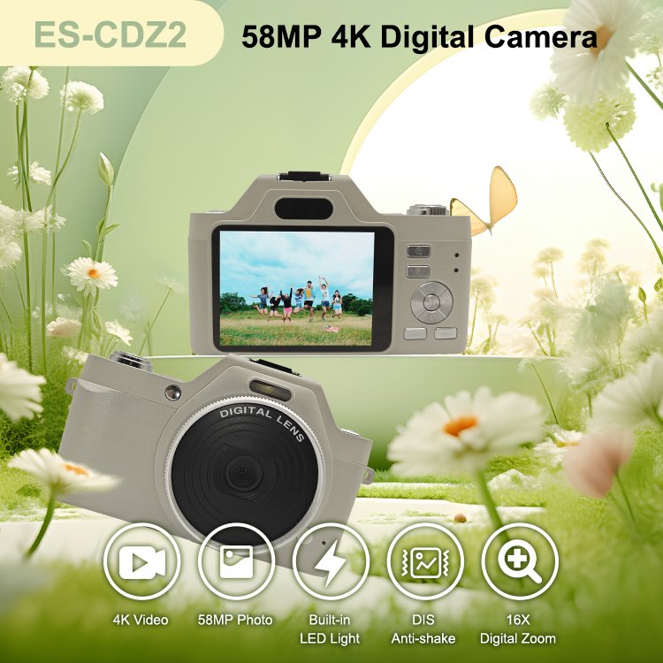 Student digital camera 2.8 inch screen 4K video 58MP photo kids camera 16X zoom anti-shake digital hd camera for outdoor youtube