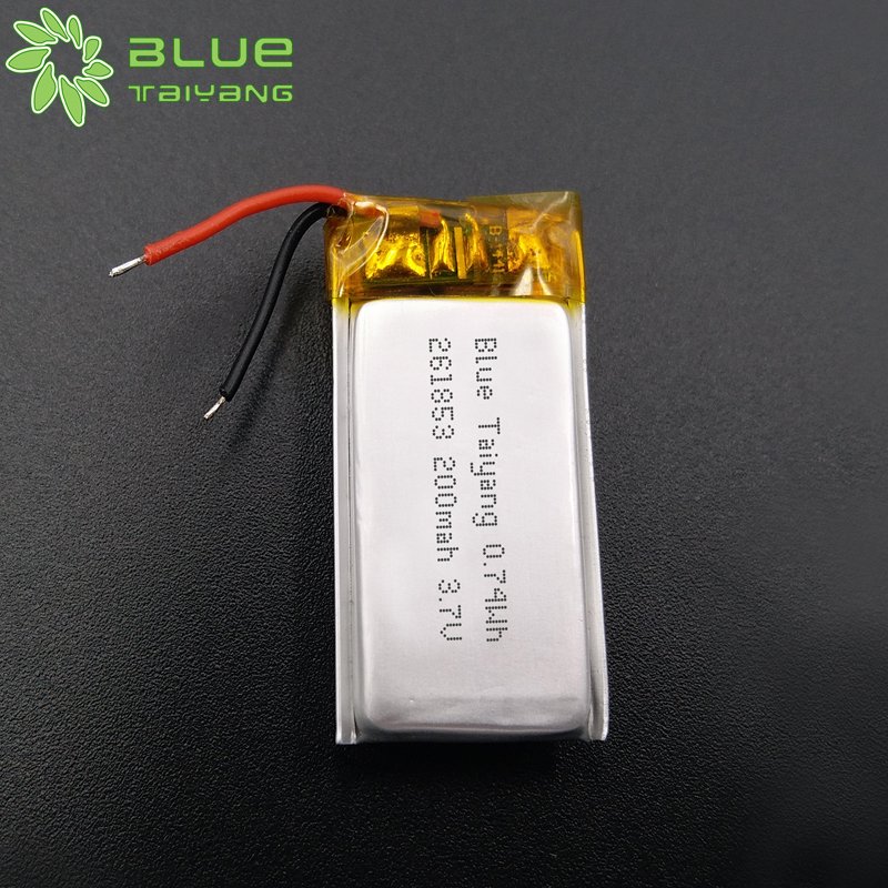 Blue Taiyang pil lityum pil 0.74wh 261853 baterias lipo 3.7 200mah li call small china lipo battery 3 7v 200mah