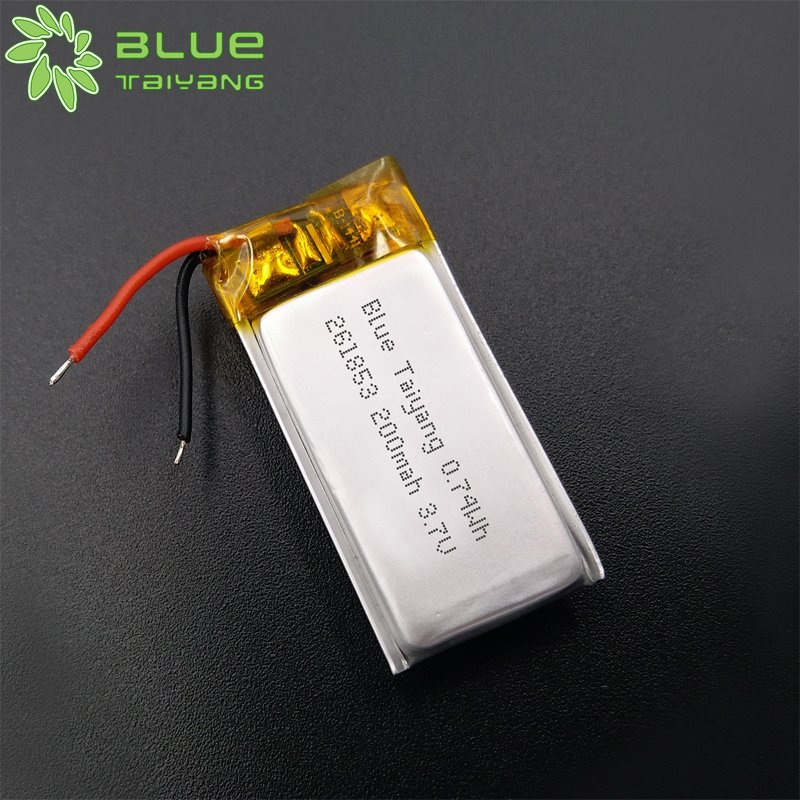 Blue Taiyang pil lityum pil 0.74wh 261853 baterias lipo 3.7 200mah li call small china lipo battery 3 7v 200mah