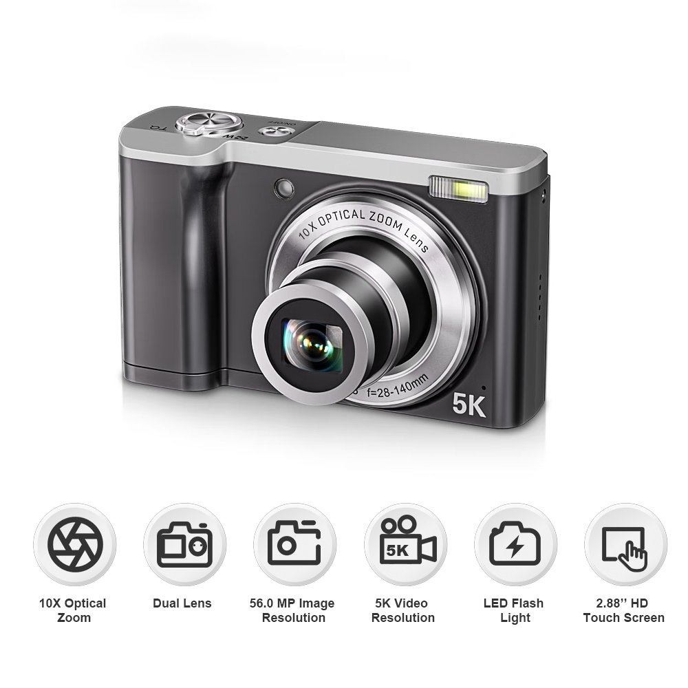 Anti-shake 2.88" Screen WiFi 5K Auto Focus Vlogging Video Camera for YouTube with 256GB SD Card