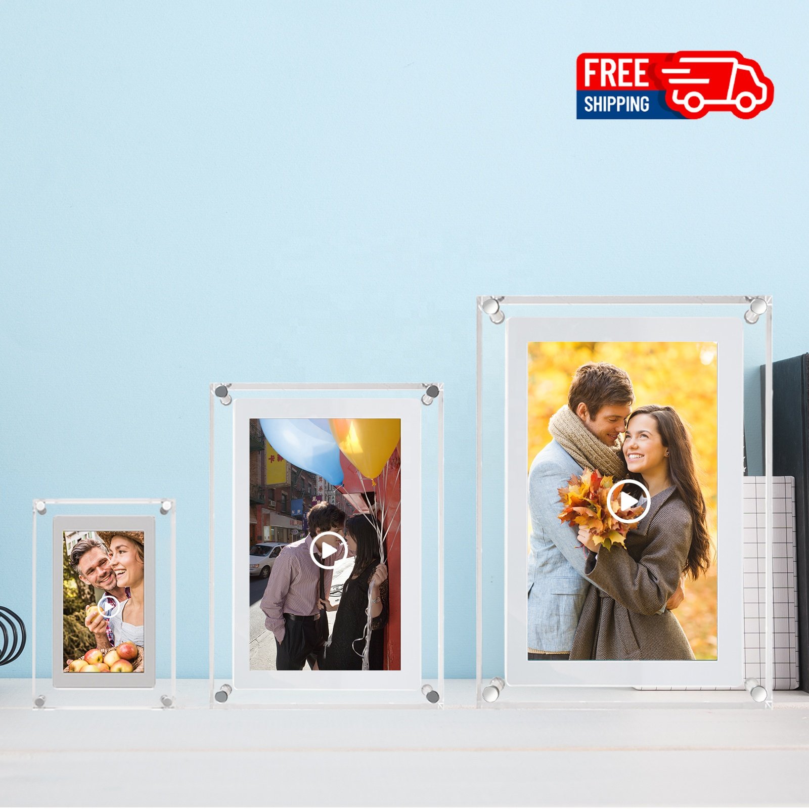 Clear crystal video infinite objects Frame Photo Battery Powered Lcd 5 7 10.1 Inch Digital Art Acrylic Picture Frame