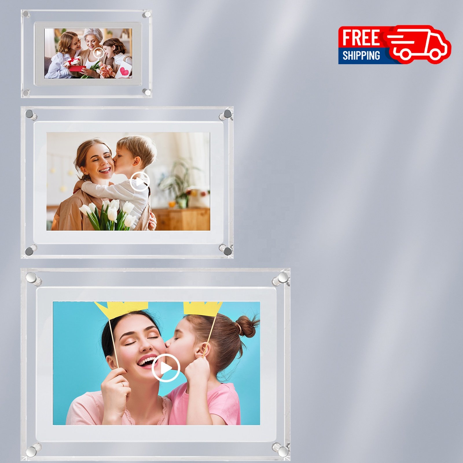 Clear crystal video infinite objects Frame Photo Battery Powered Lcd 5 7 10.1 Inch Digital Art Acrylic Picture Frame