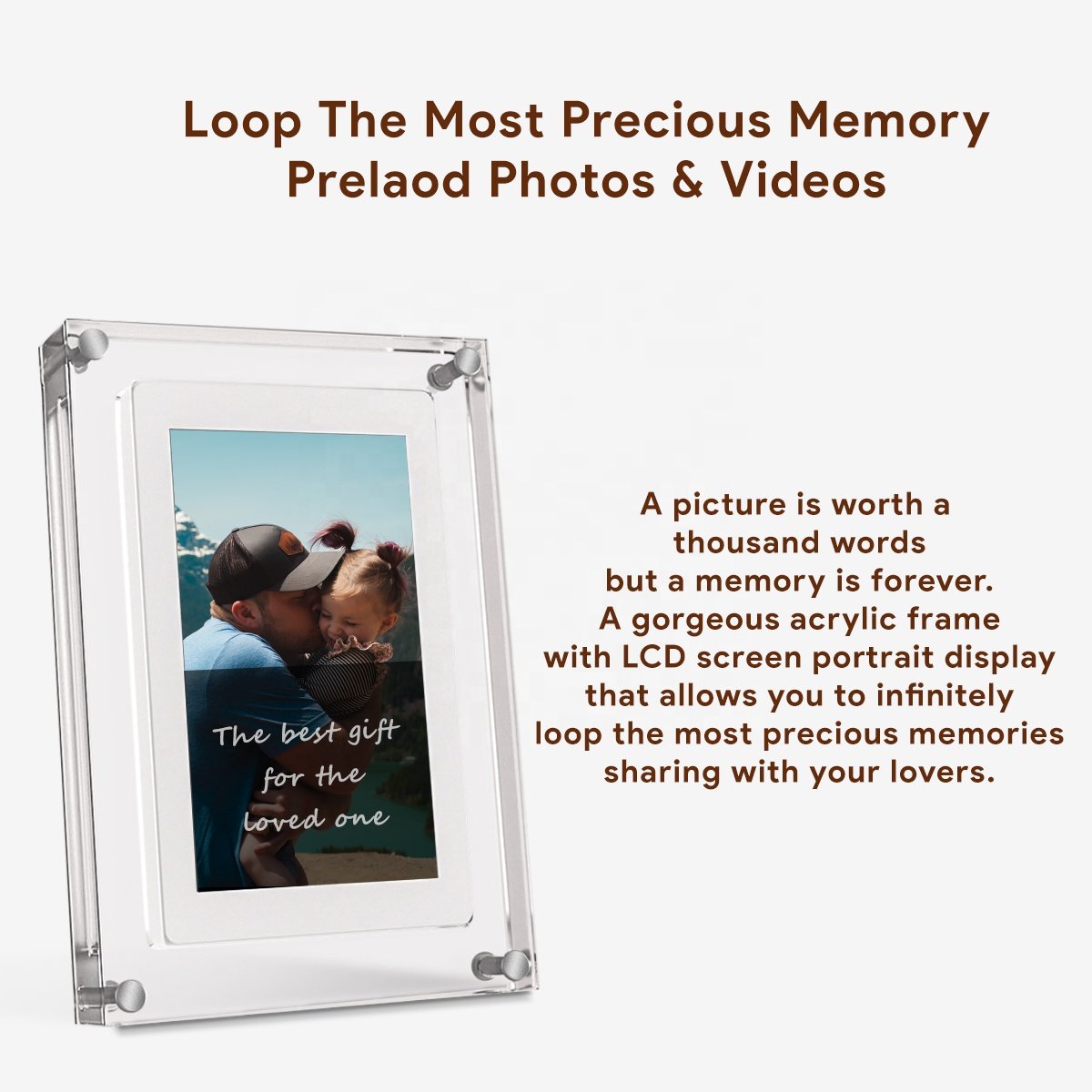 Clear crystal video infinite objects Frame Photo Battery Powered Lcd 5 7 10.1 Inch Digital Art Acrylic Picture Frame