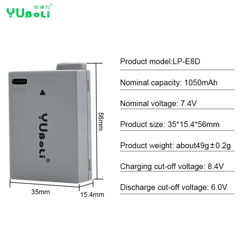 New USB Type-C Charging LP-E8 LPE8 LP E8 Camera Battery For Canon EOS 550D 600D 650D 700D Digital Batteries