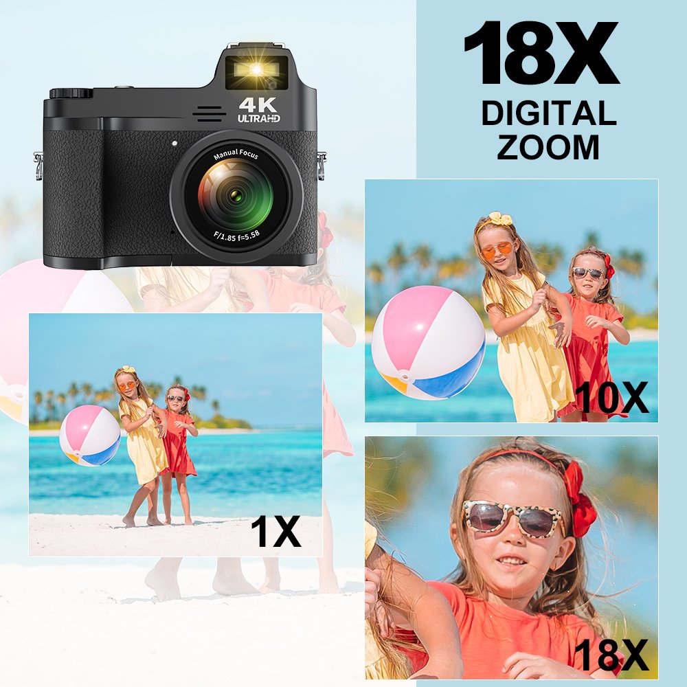 48MP HD Camcorder Professional 4K Digital Camera Mini Home Shooting Retro Camera Rechargeable Video and Photo Vintage Camera