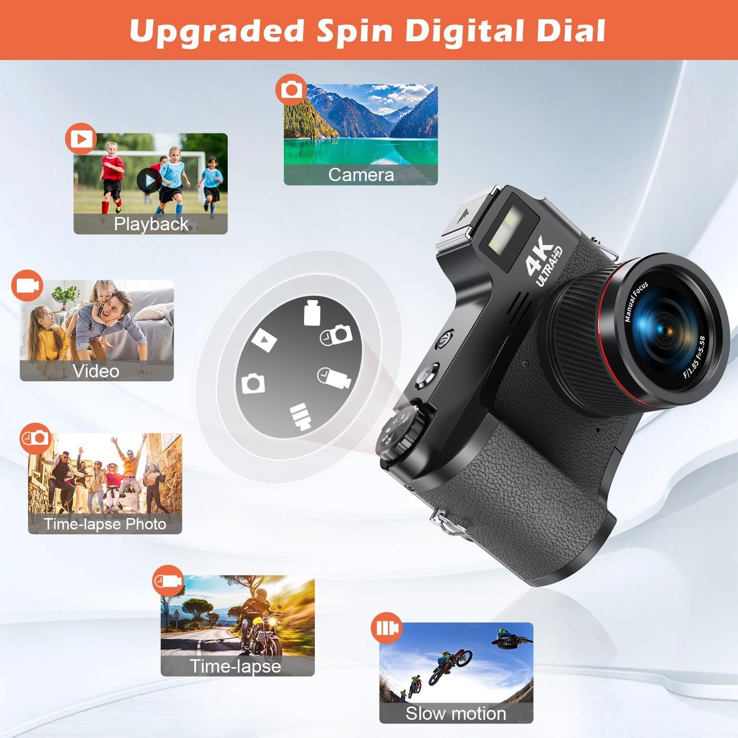 48MP HD Camcorder Professional 4K Digital Camera Mini Home Shooting Retro Camera Rechargeable Video and Photo Vintage Camera