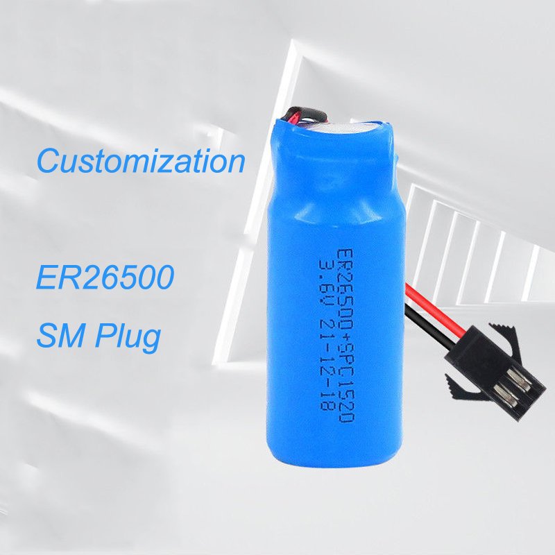 High Quality ER26500 3.6V Li-SOCL2 Lithium Battery with Plug SM XH 51005, C size Lithium Battery D non rechargeable batteries