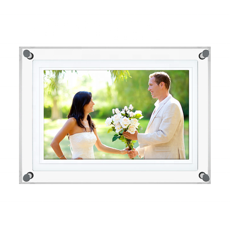 Hot 10 Inch Hd Transparent Acrylic Frame Nft Wifi Digital Photo Frame With Battery