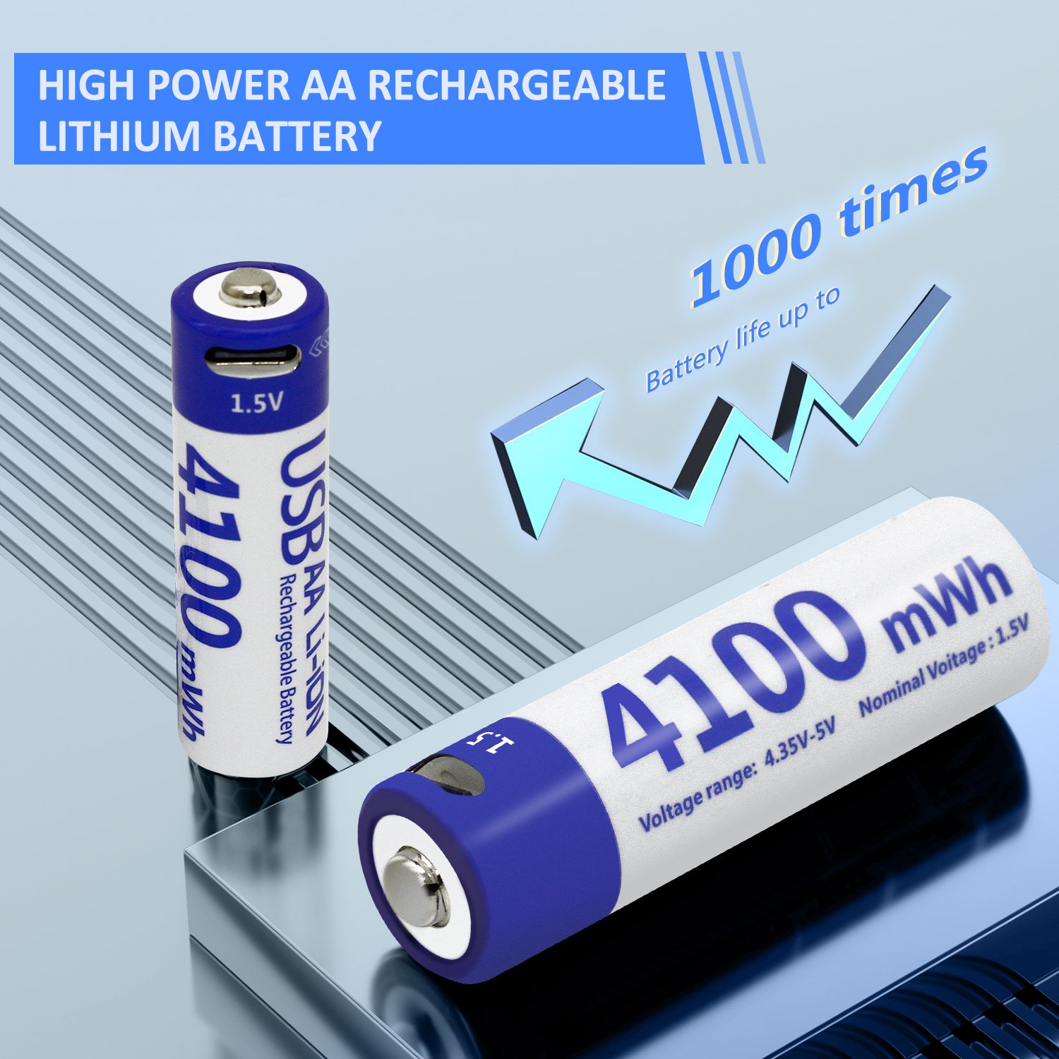 Support custom 4100mah 1.5V lithium battery USB power tool Type C AA rechargeable lithium battery toy